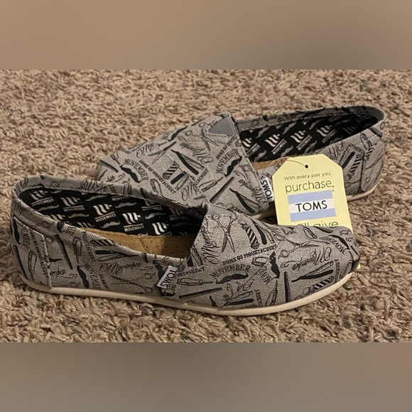 Toms Shoes - Toms Classic Movember Grey Barber Shop Slip Ons Women’s Size 7